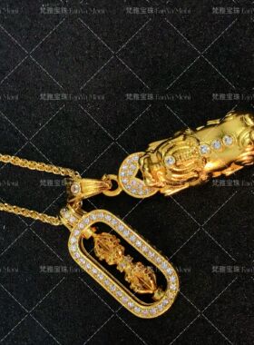 古法镀金掐丝錾雕金刚杵貔貅项链 新中式 富婆 貔貅铜钱叠戴坠链