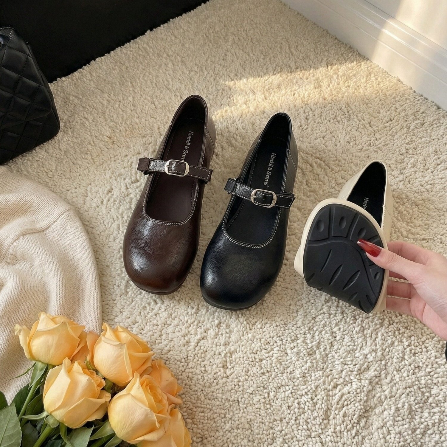 韩式复古圆头浅口平底单鞋女2026春一字扣带玛丽珍芭蕾舞鞋小皮鞋,女鞋,玛丽珍鞋,淘宝优惠券,粉丝福利购,淘宝优惠卷