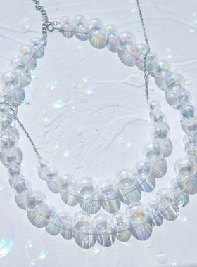 泡泡气泡玻璃球梦幻个性锁骨链