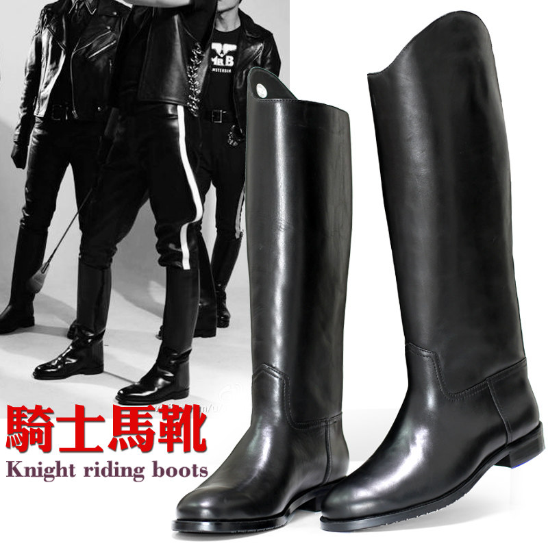 男士高筒靴真皮长筒马靴冬季加绒棉靴男靴子韩版潮流马丁靴男靴