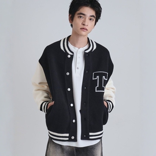 【5折】日本代购 tk.TAKEO KIKUCHI 毛呢棒球夹克 170-14104