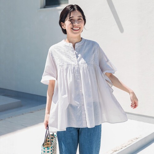 东京胖黄瓜日本代购 DOORS 女款 褶皱喇叭衬衫 DR26230-2030609