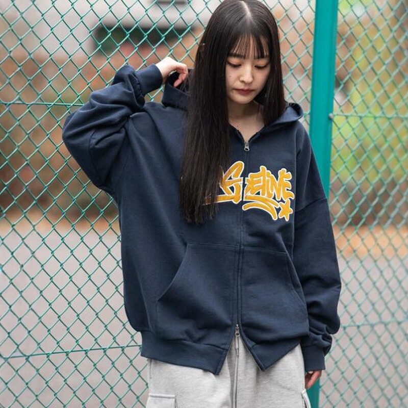 2026SS 日本代购 WEGO 双拉链刺绣连帽卫衣 WE26SS01-M0002