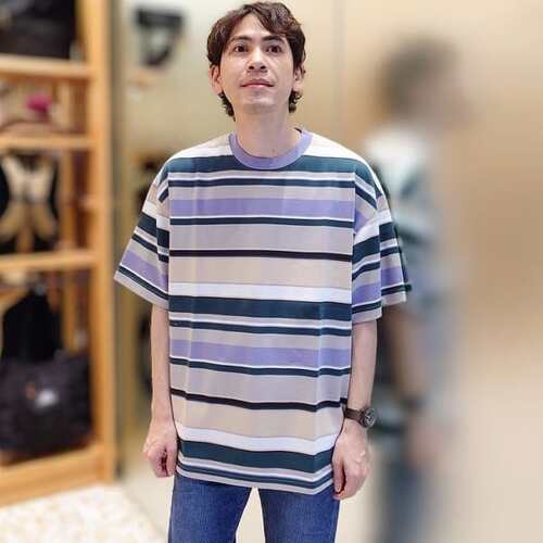 【5折】BEAMS 纯棉彩色条纹宽松T恤 1340