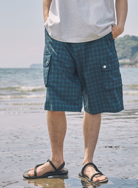 【4折】日本代购 Unblend 吸水速干水陆两用格纹短裤 LDot902