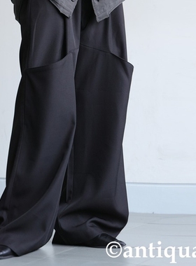 日本代购 antiqua 女款 双口袋设计宽松阔腿休闲裤 PA-03835