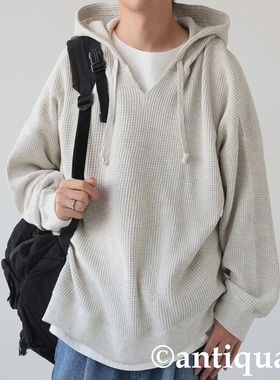 日本代购 antiqua 华夫格连帽宽松卫衣 ZA-00265