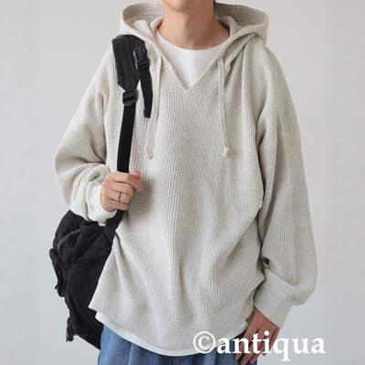 日本代购 antiqua 华夫格连帽宽松卫衣 ZA-00265