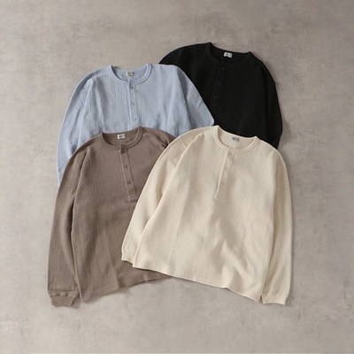 26春夏 J.S.Homestead 纯棉网眼亨利领长袖T恤 男款 1780