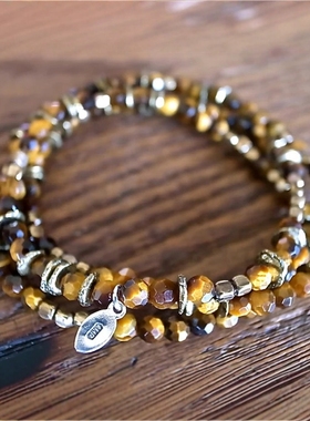 amp japan / 56cm“tiger eye”虎眼黄铜珠子手链 11AHK-661