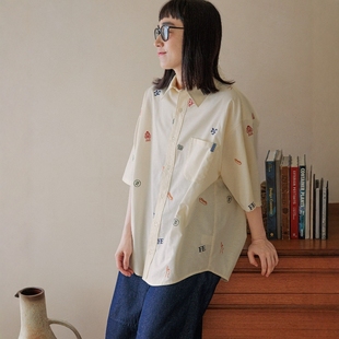 衬衫 东京胖黄瓜日本代购 刺绣短袖 Eddy 496322 Fishs