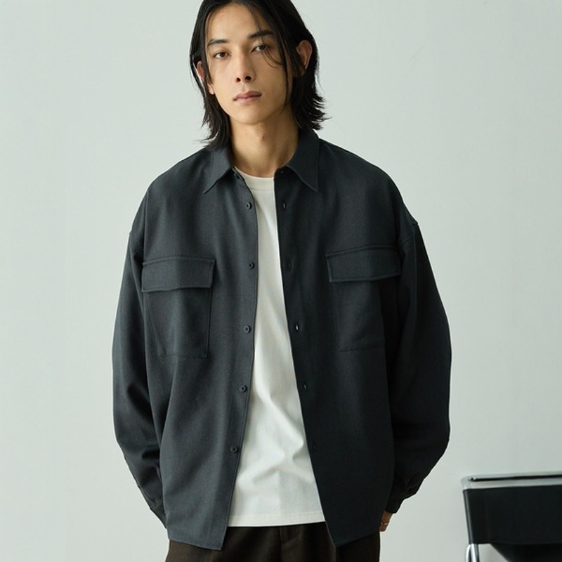 日本代购 EMMA CLOTHES 羊毛感舒适CPO衬衫夹克 EMsh1598