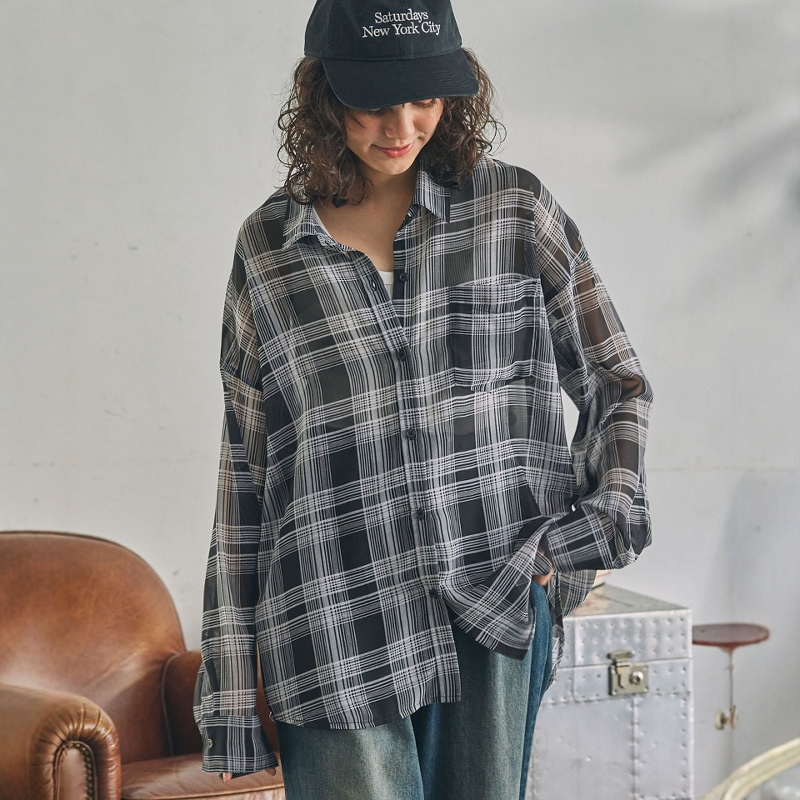 MONO-MARTLADY'S格纹透湿衬衫