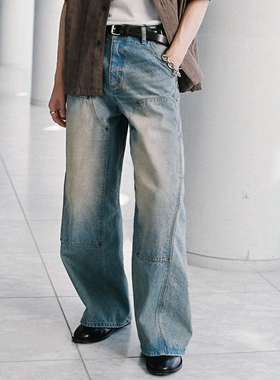 东京胖黄瓜日本代购 WYM LIDNM 双膝牛仔裤 WYpt1468