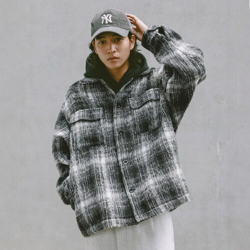 日本代购 RAGEBLUE 毛绒绒格纹夹克外套 599731