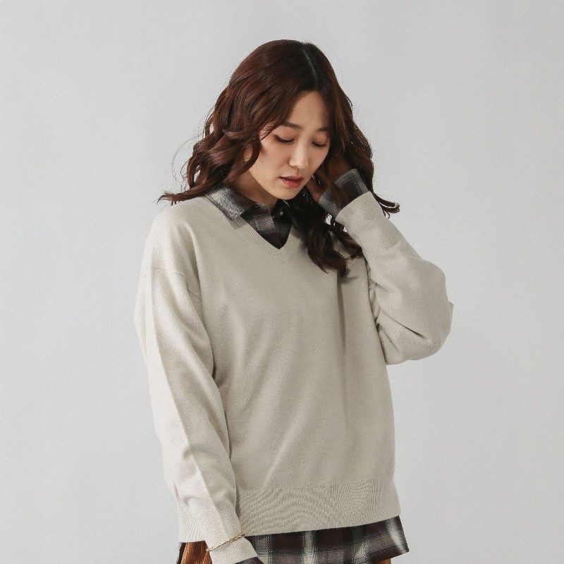 【VIP限时6折】GLOBAL WORK 女款 V领套头针织衫 581170