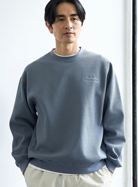 东京胖黄瓜日本代购 coen / SOLOTEX(R)华夫格圆领套头卫衣 0011