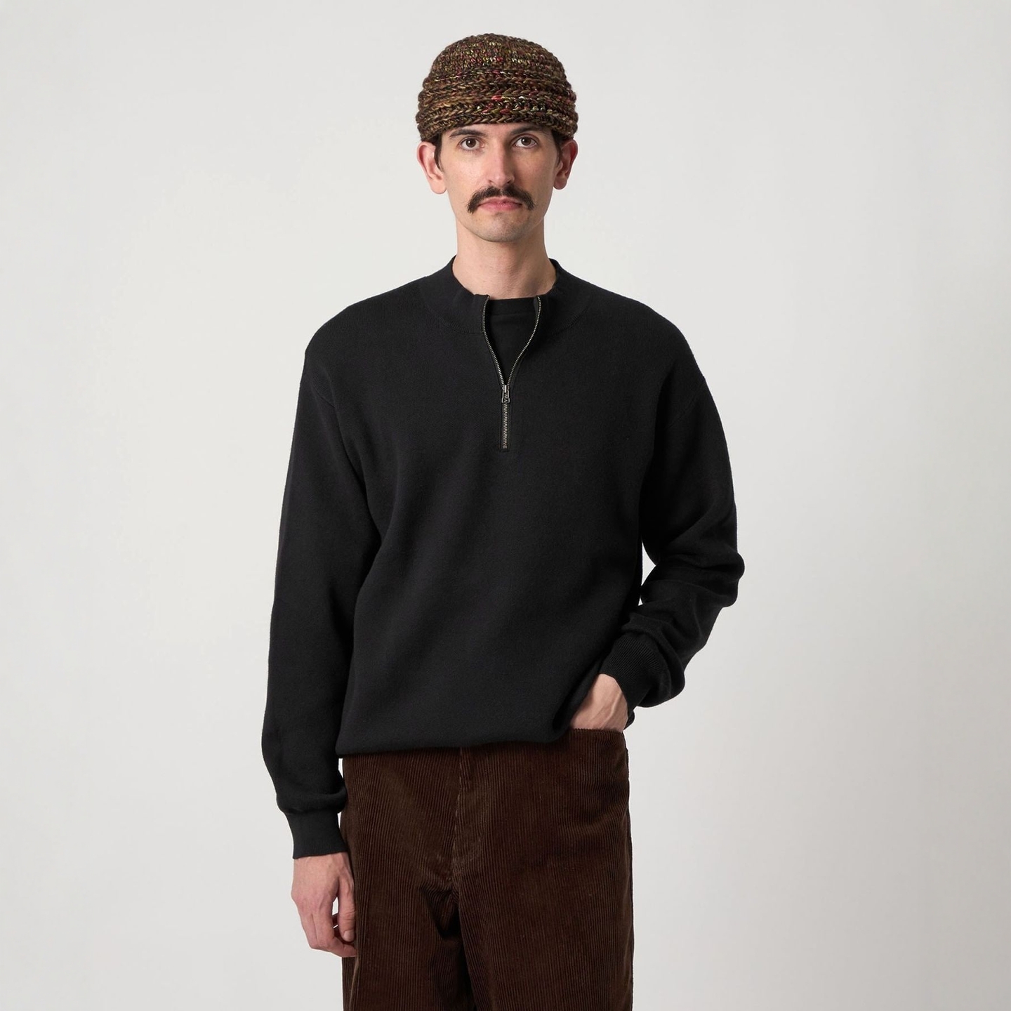 【VIP限时6折】Steven Alan 棉羊毛羊绒混纺半拉链立领针织衫0002