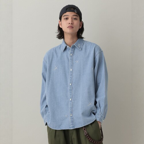 东京胖黄瓜日本代购 RAGEBLUE 牛仔布刺绣长袖衬衫 658116