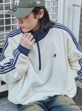 东京胖黄瓜日本代购 MONO-MART / KANGOL 半拉链刺绣卫衣 ls991