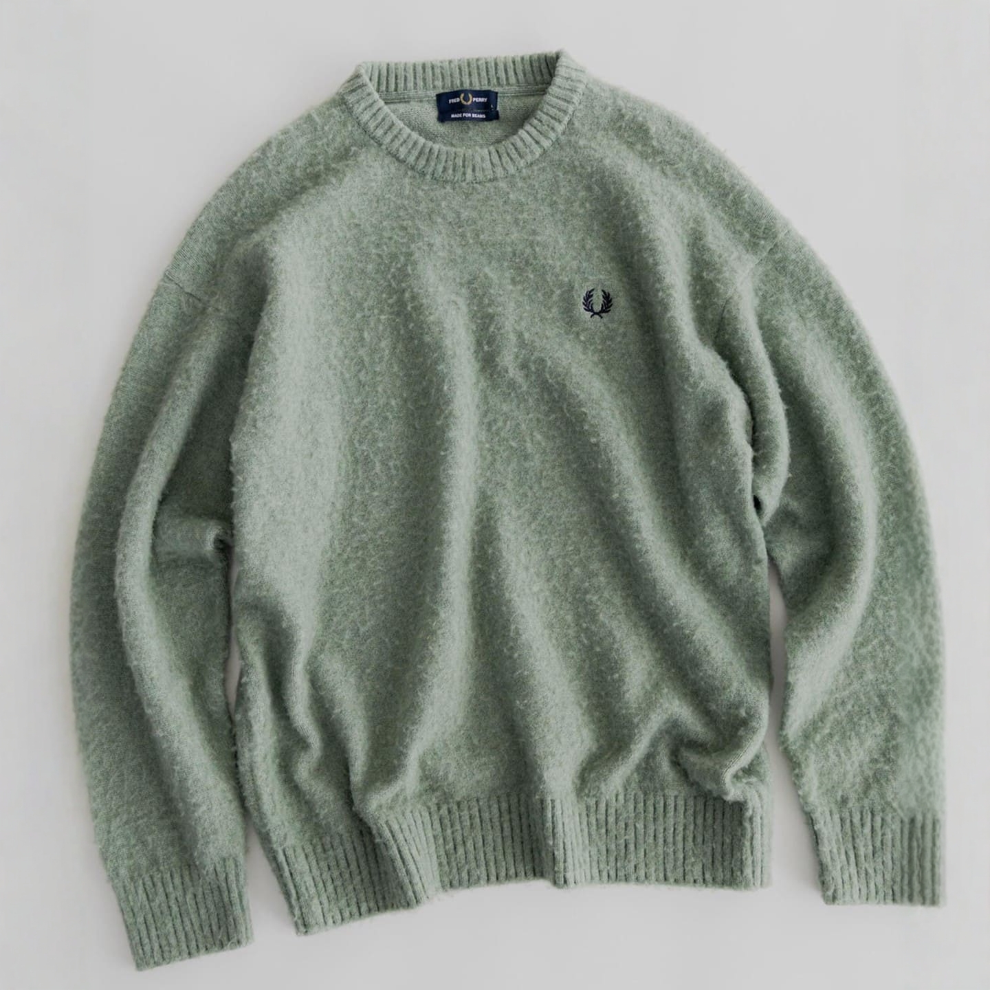 FRED PERRY x BEAMS 刺绣蓬松圆领针织衫 男款 1916