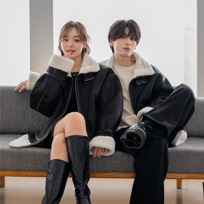 日本代购 WEGO 男女款 抓绒B-3皮夹克 LU25WN11-M0001