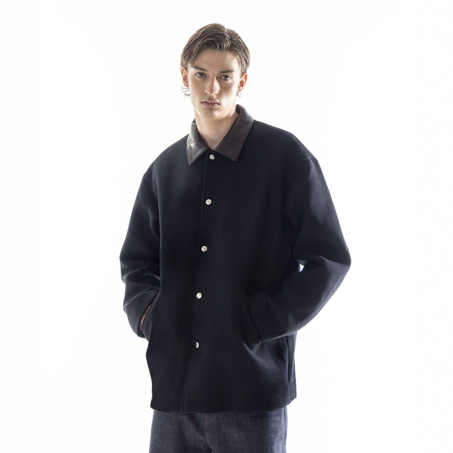 25秋冬 SKOOKUM x MONKEY TIME 牛皮领羊毛外套 男款 0037