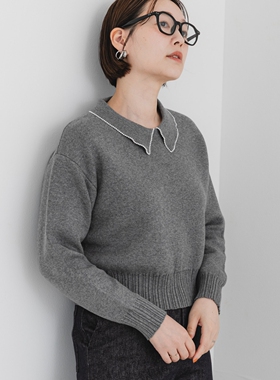 东京胖黄瓜日本代购  ROSSO 绵羊绒翻领针织套头毛衣 RAA7-22Y707