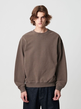 【6折】日本代购 MONKEY TIME 做旧法式毛圈圆领卫衣 男款 0001