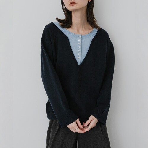 日本代购 SENSE OF PLACE 女款 层次亨利领针织衫 2021127