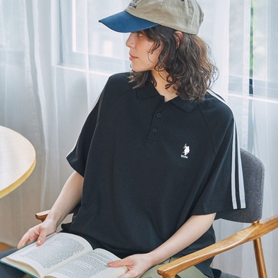 【4折】日本代购 U.S. POLO ASSN. 边条纹刺绣POLO衫 LDsc1322