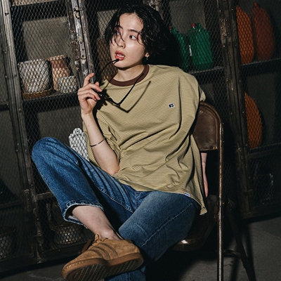 26春夏 RUSSELL ATHLETIC x FREAK'S STORE刺绣条纹宽松T恤 0001