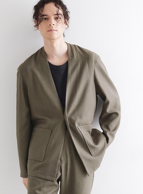 【4折】日本代购 tk.TAKEO KIKUCHI 斜纹无领夹克 C01-44165