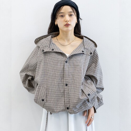 日本代购 RAGEBLUE 女款 格纹连帽夹克 589202