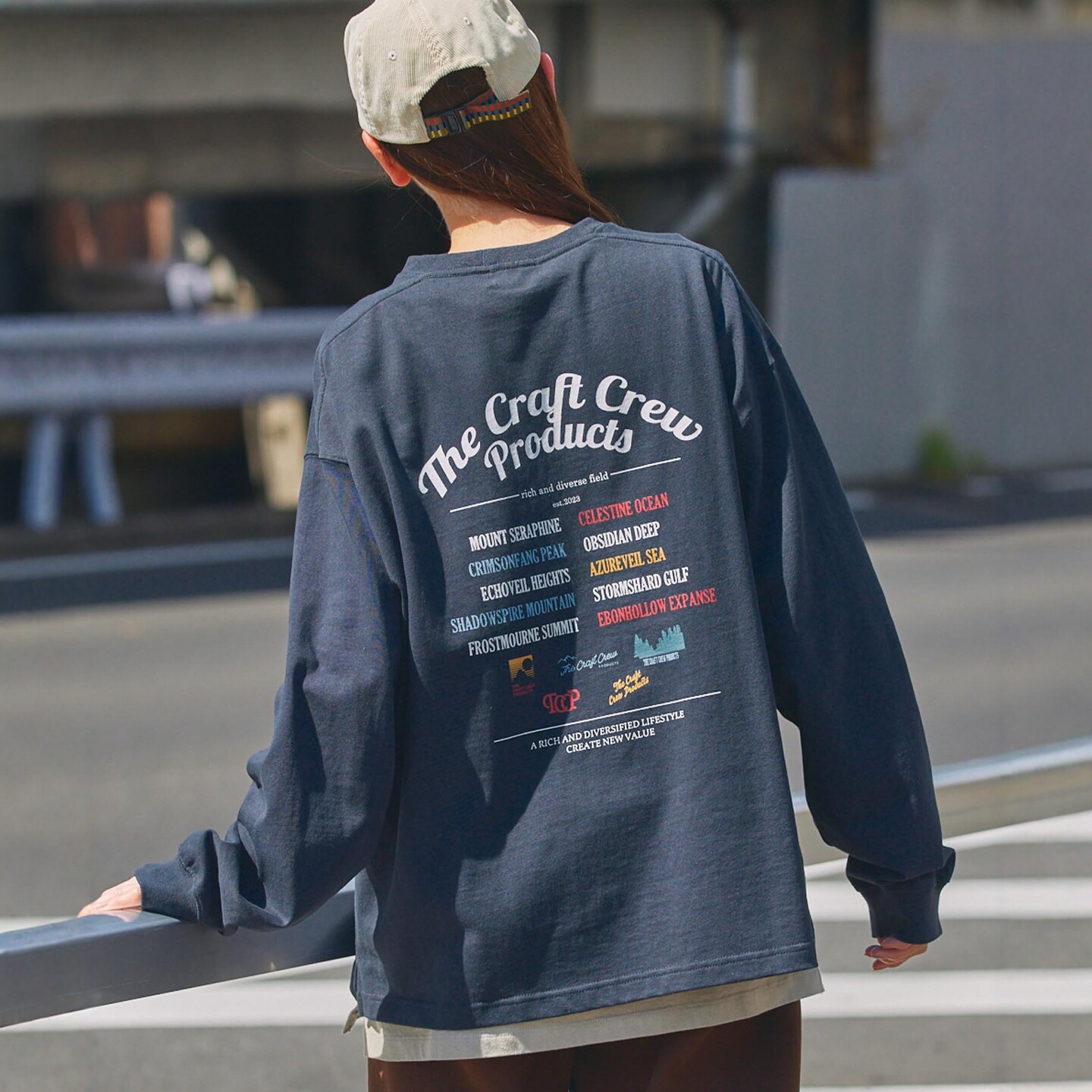 【7折】THE CRAFT CREW PRODUCTS 印花宽松长袖T恤 男女 CCPls511