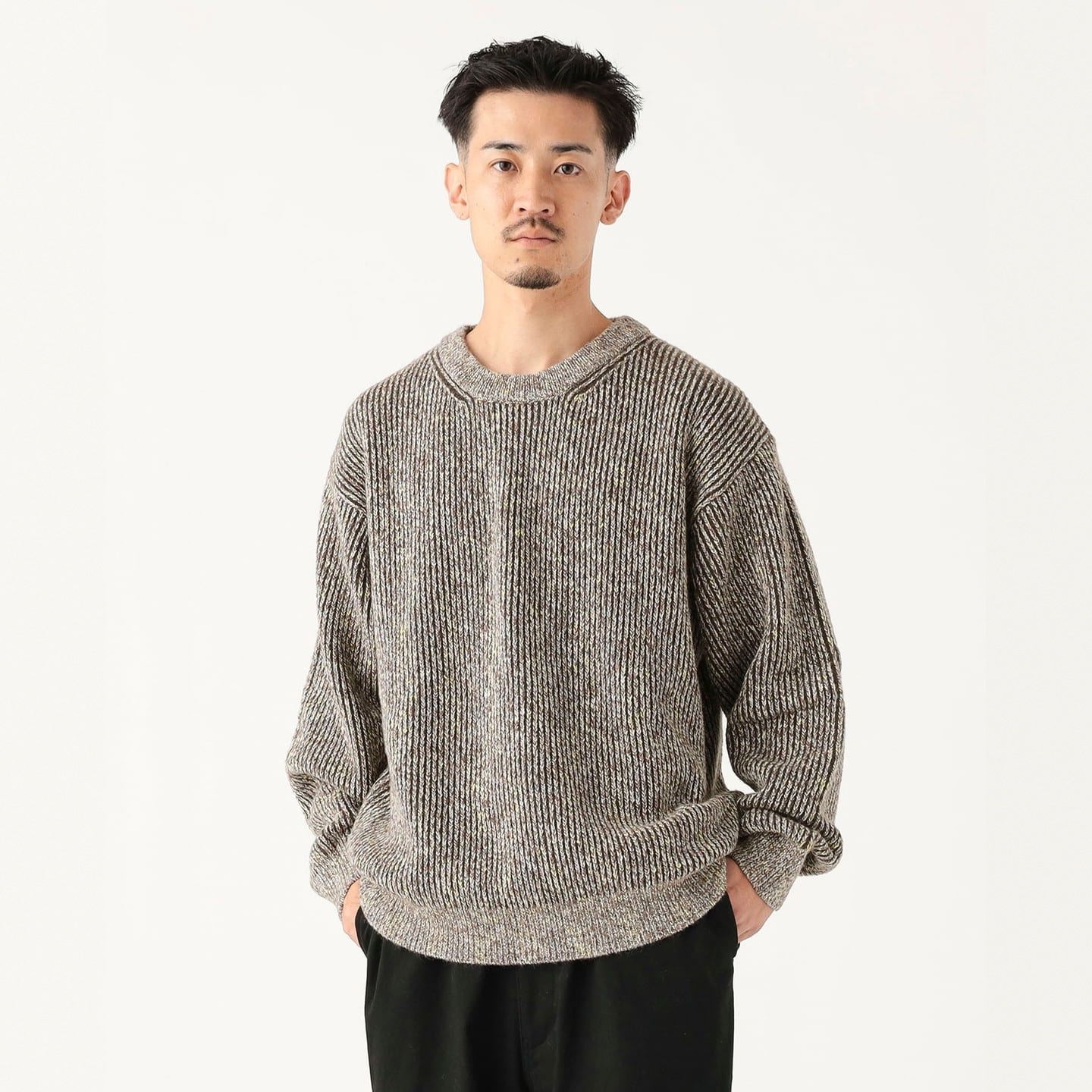 25秋冬 B:MING by BEAMS 罗纹混色圆领针织衫 男款 0386