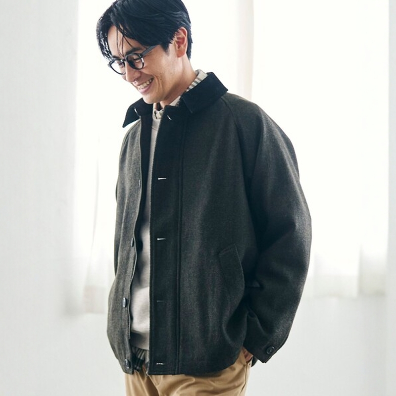 日本代购 coen 羊毛混纺斜纹毛呢夹克 0005