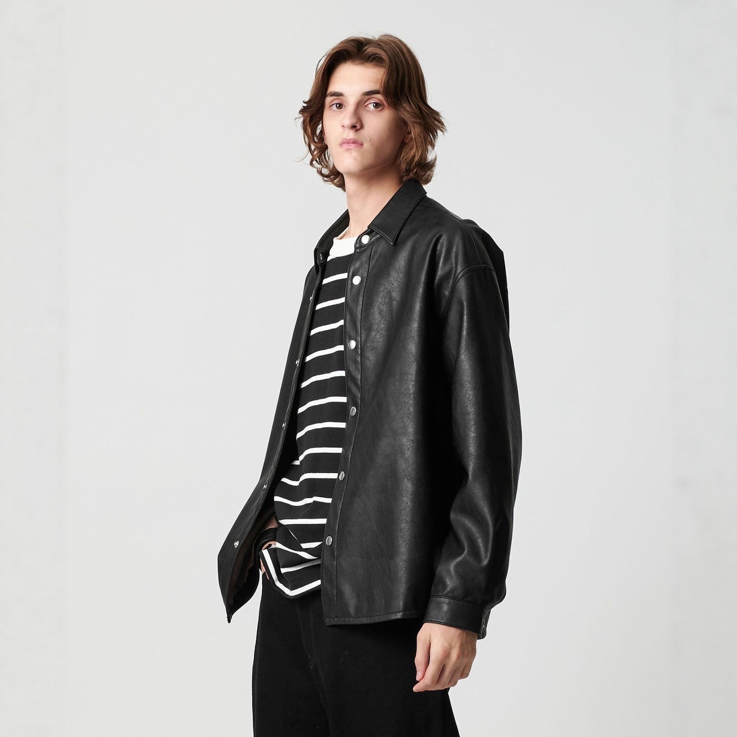 【VIP限时6折】MONKEY TIME 皮革宽松衬衫 男款 0713