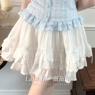 啦啦酱 白色蛋糕半身裙蝴蝶结蓬蓬裙小个子doll感显瘦短裙 薇薇安