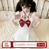 原创设计亚文化量产型医疗系蕾丝短袖 啦啦酱 心动狙击 露肩连衣裙