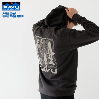kavu简约连帽卫衣印花抓绒套头