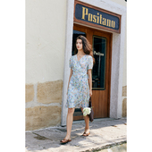 HeyDress法式 油画碎花连衣裙女夏季 抽褶收腰设计气质裹身茶歇裙子