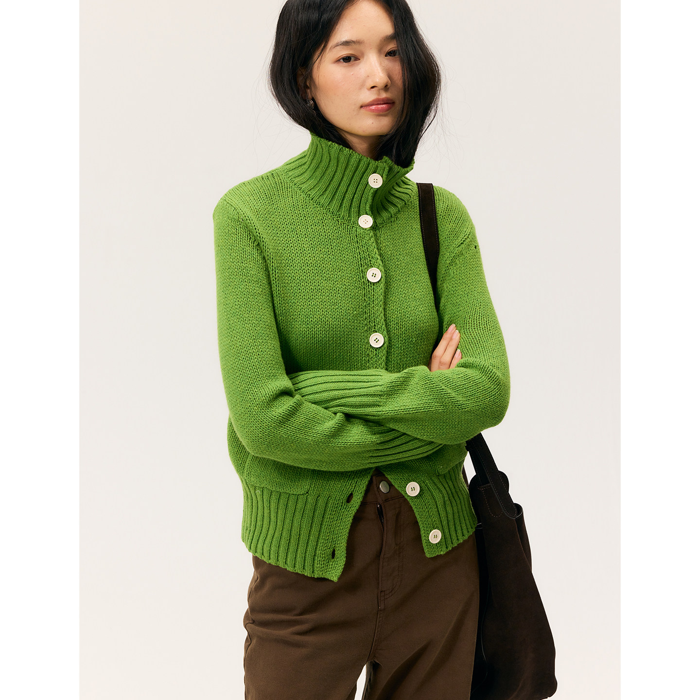 HeyDress澳洲羊毛针织开衫女秋冬复古高级气质毛衣白色软糯上衣