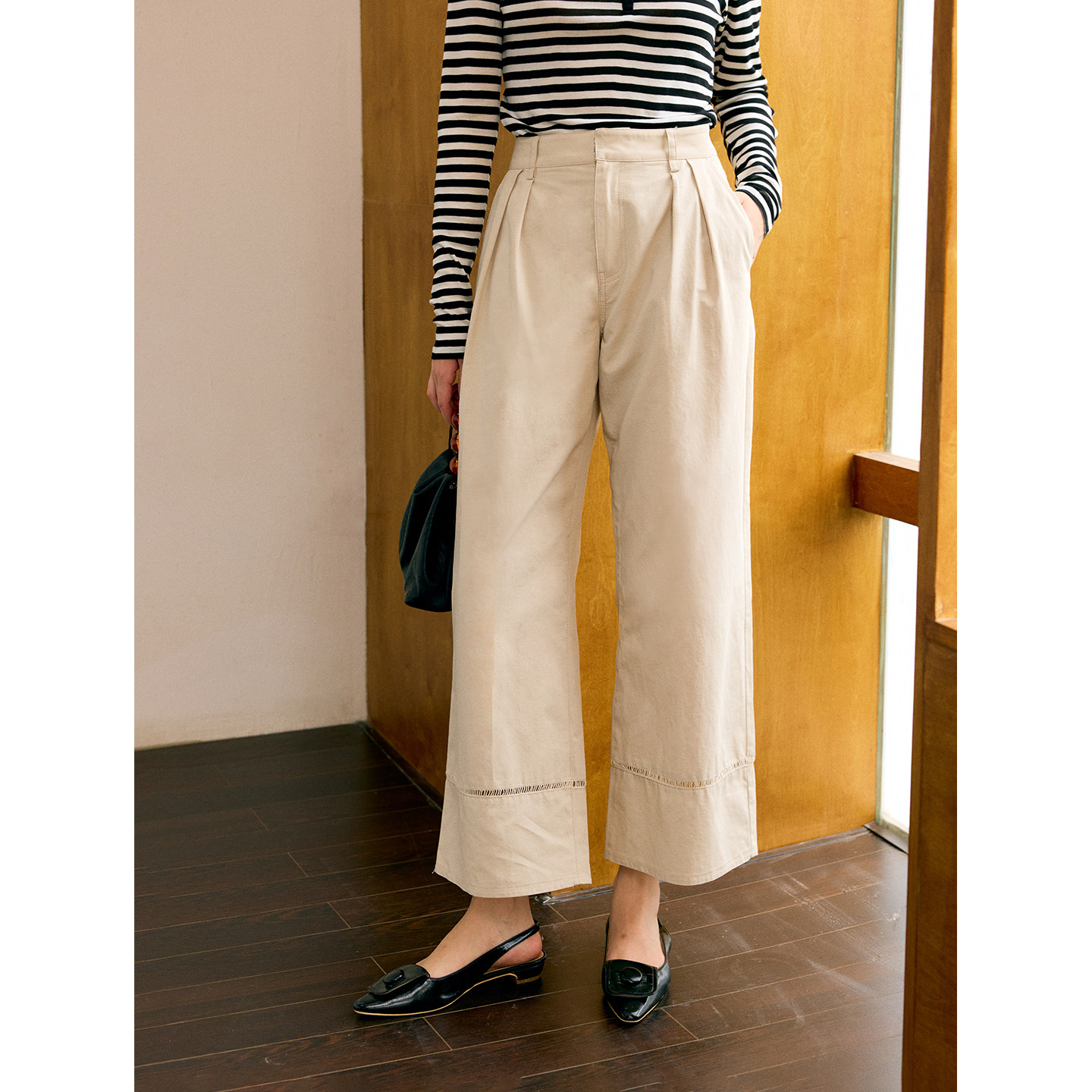 HeyDress卡其色休闲裤女秋季复古宽松显瘦阔腿裤百搭通勤九分裤子,女装/女士精品,休闲裤,淘宝优惠券,粉丝福利购,淘宝优惠卷