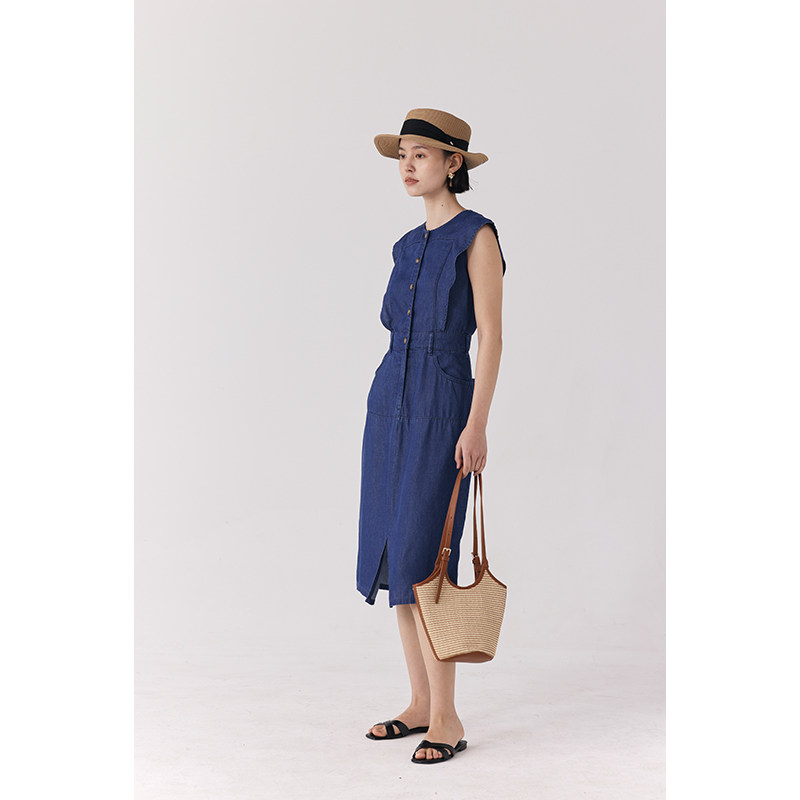 HeyDress法式牛仔连衣裙女夏季复古收腰小飞袖高级气质别致天丝裙,女装/女士精品,连衣裙,淘宝优惠券,粉丝福利购,淘宝优惠卷