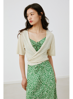 HeyDress针织防晒开衫女夏季短款系带空调衫薄款外搭小披肩外套
