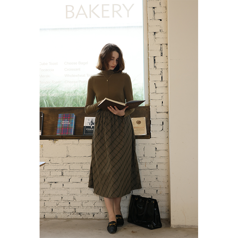 HeyDress法式高领拼接连衣裙