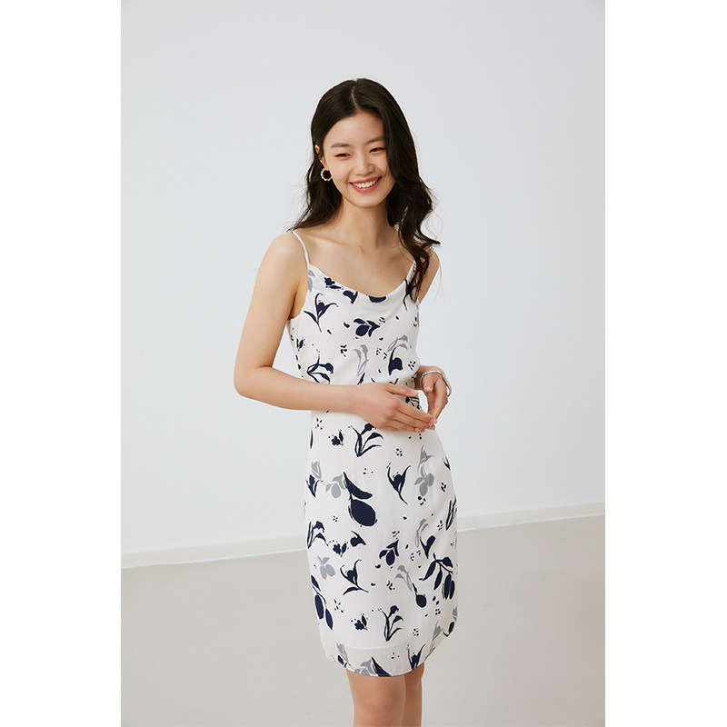 1HeyDress荡领碎花吊带连衣裙女夏季法式浪漫印花设计感气质短裙,女装/女士精品,连衣裙,淘宝优惠券,粉丝福利购,淘宝优惠卷