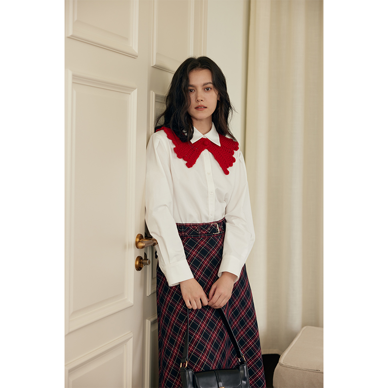 HeyDress可拆卸毛织领子衬衫