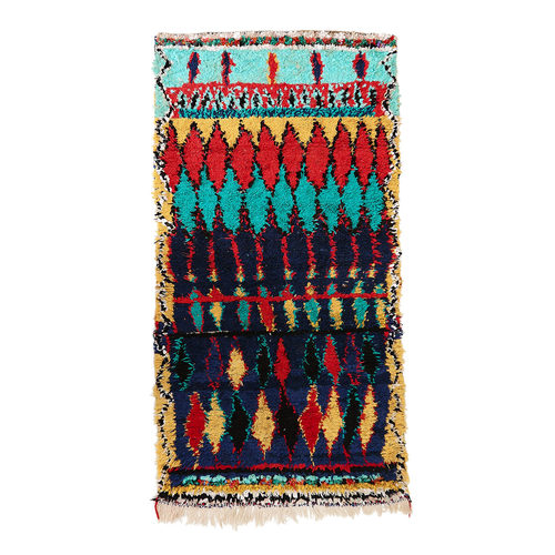 现货Azilal摩洛哥手工编织纯棉地毯客厅床边毯彩色地毯卧室地毯